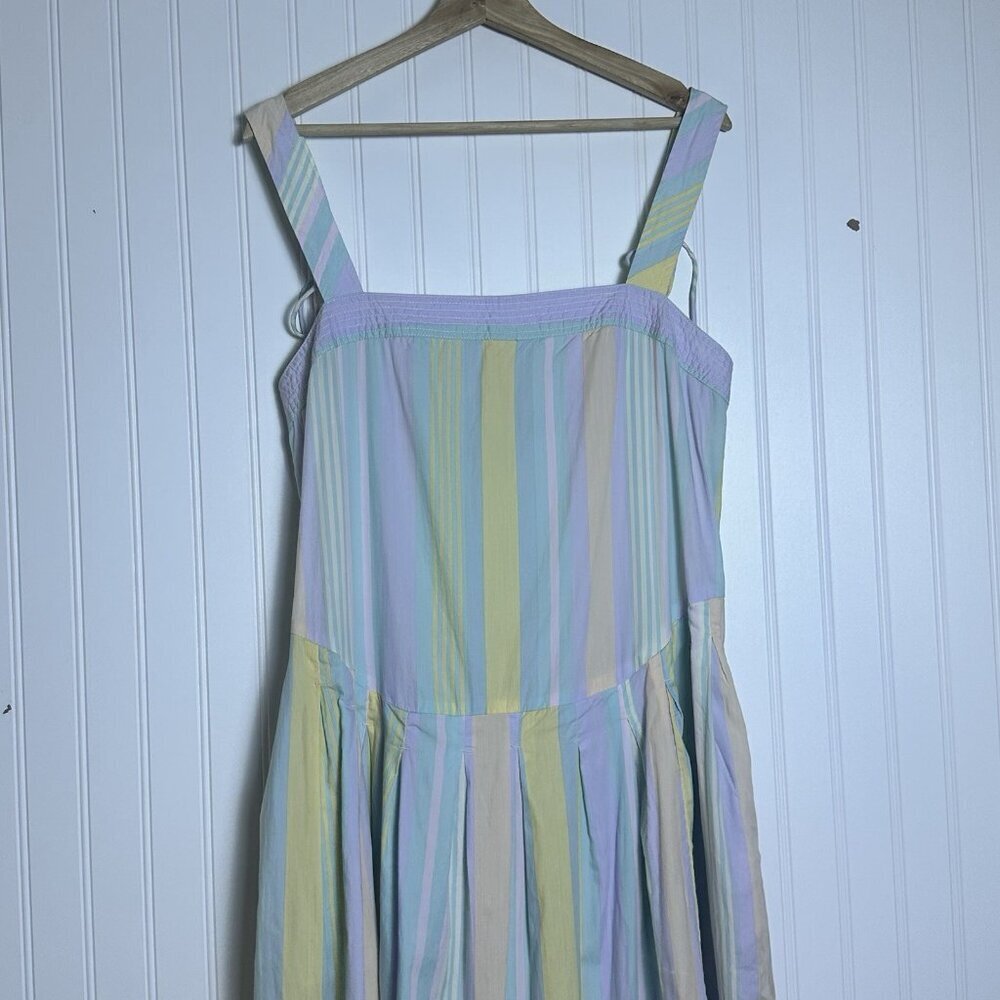 Free People Primavera Stripe Midi Dress Cotton Size XL Adjustable Strap Casual - Picture 7 of 9